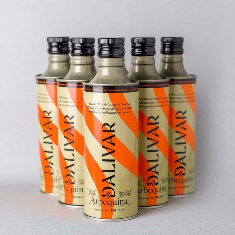 Caja de 6 aceite de oliva virgen extra arbequina 500 ml Dalivar AOVE premium