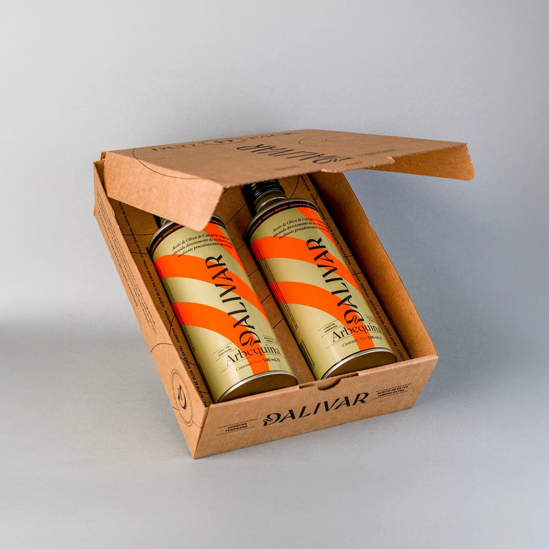 
                  
                    Pack dúo regalo de aceite de oliva virgen extra Arbequina Dalivar 500 ml en caja premium
                  
                