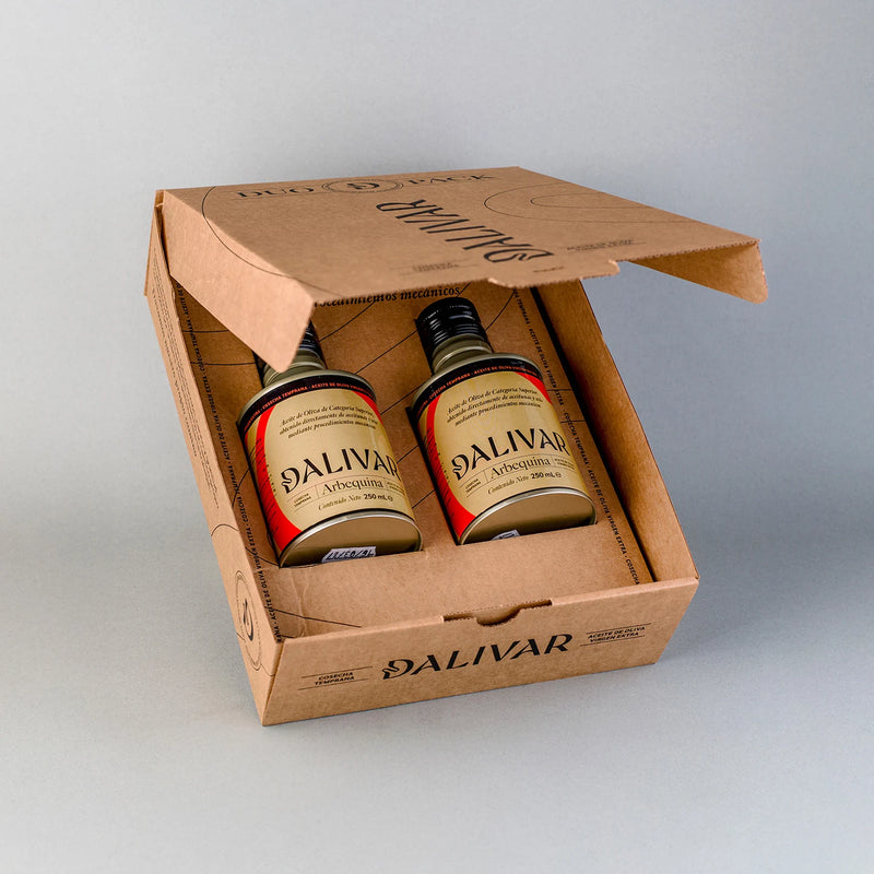 
                  
                    Pack regalo dúo aceite de oliva virgen extra Arbequina Dalivar 250 ml en caja premium
                  
                